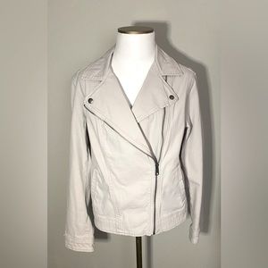 Old Navy canvas ivory moto zip jacket